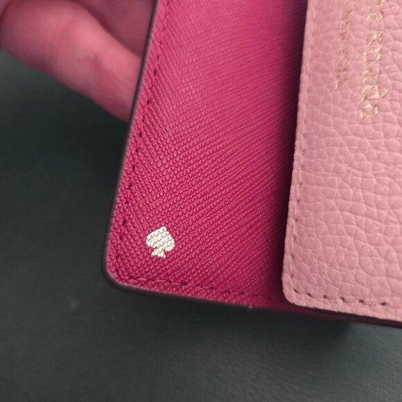 Kate Spade New York Eva Micro Tri-Fold Wallet Rose Smoke Light Pink Leather - Picture 6 of 9
